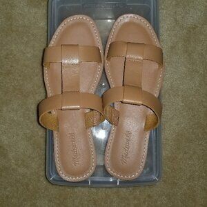 Madewell The Boardwalk T-Strap Slide Sandal Size 8M in Desert Camel